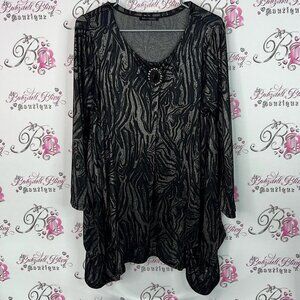 Bellissima fashion jewels beaded Chic Black Zebra Pattern Women's Blouse